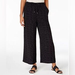 Eileen Fisher Morse Code Wide-Legs Cropped Pants. M